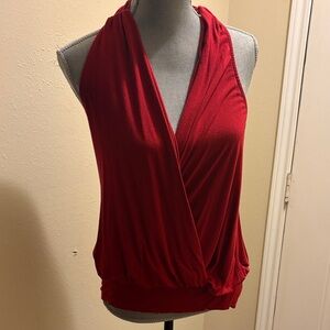 Windsor Deep Red Sleeveless Wrap Blouse